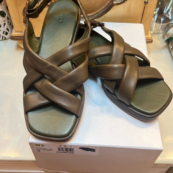 Vince Rexx sandals all leather size 9 new olive - Picture 1 of 14